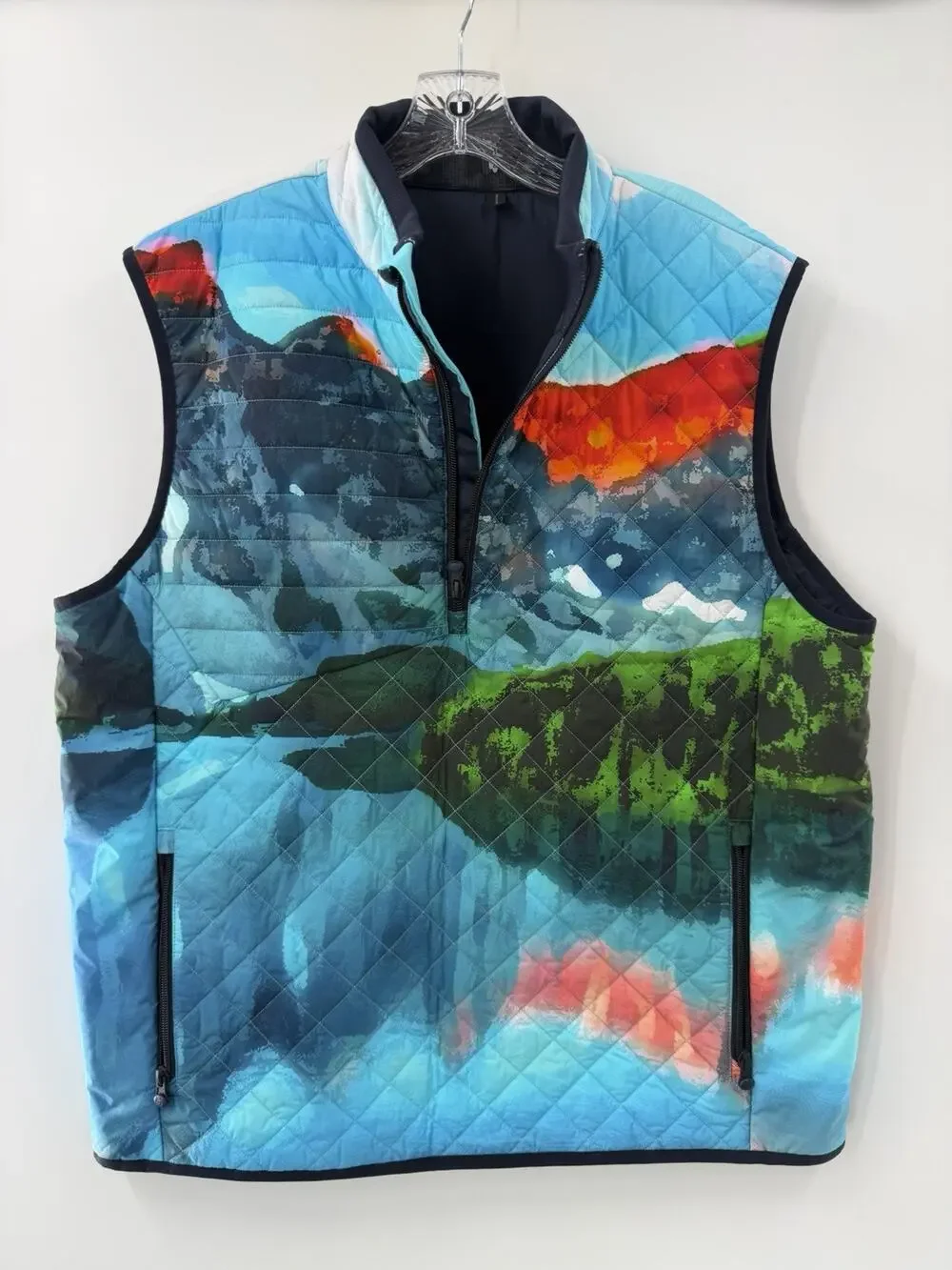 Greyson Men’s Painted Mountain Yukon 1/2 Zip Hybrid Performance Vest Large EUC